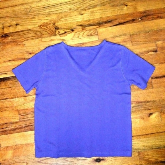 Get Lucky brand Purple top Embellished knit short sleeve Sz M tee - Picture 4 of 4